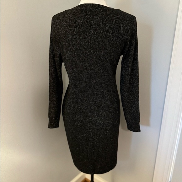 LOFT sweater dress. black with gold woven in, long sleeve Size PM. NWOT - Picture 4 of 9